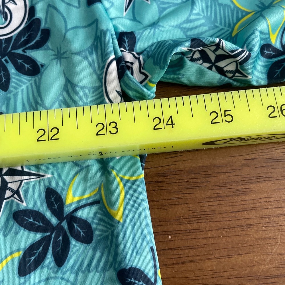 Seattle Mariners MLB Tropical Floral Button Down Shirt Mens XL Teal Blue Logo - Picture 4 of 5